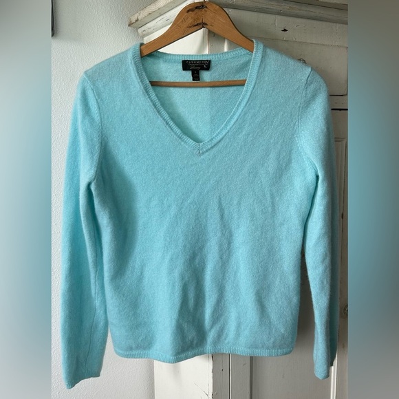 Cashmere Charter Club | Women’s turquoise v-neck long sleeve sweater, size L - Picture 4 of 13